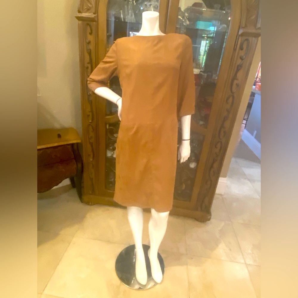 David Warren NY Tan Shift Dress sz 12